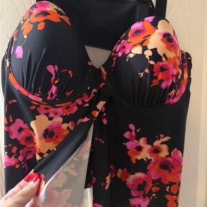 Floral Black Tankini